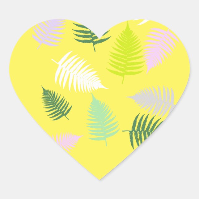 Pastel Colours Lucky Fern Heart Sticker (Front)