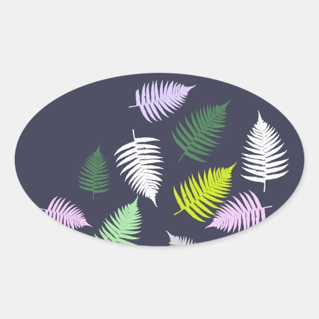 Pastel Colours Lucky Fern Oval Sticker (Front)