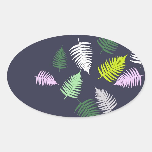 Pastel Colours Lucky Fern Oval Sticker (Front)