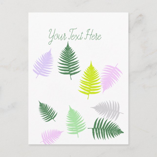 Pastel Colours Lucky Fern Postcard (Front)