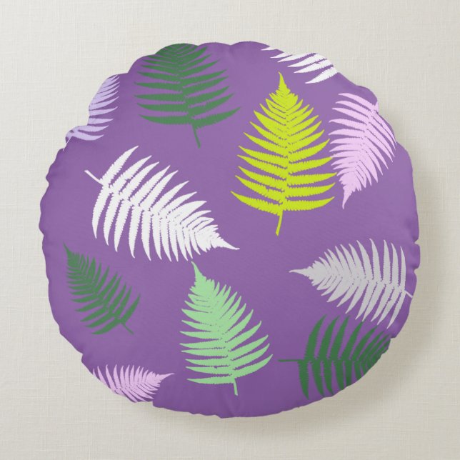 Pastel Colours Lucky Fern Round Cushion (Front)