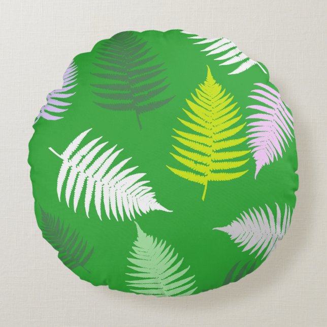 Pastel Colours Lucky Fern Round Cushion (Front)