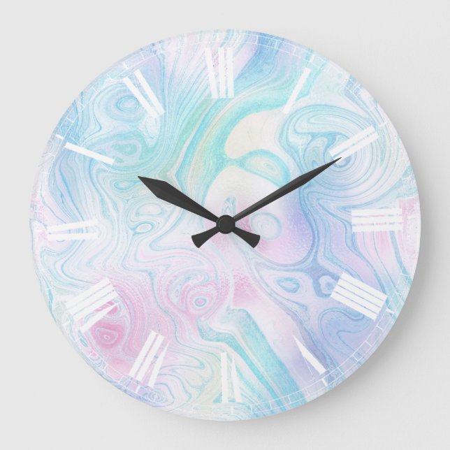 pastel colours marble background large clock (Front)