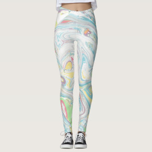 Pastel Colours Marbleised Swirly Background Leggings