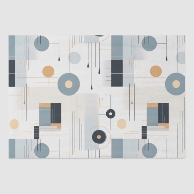 Pastel colours mid-century geometric pattern tissue paper (Front)