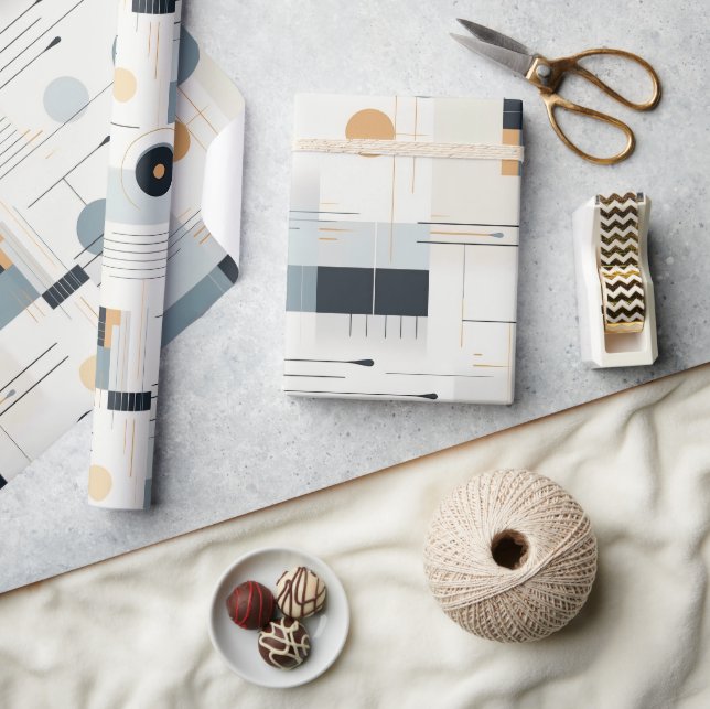 Pastel colours mid-century geometric pattern wrapping paper (Crafts)