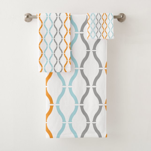 Pastel Colours Modern Geometric Lines Bath Towel Set (Insitu)