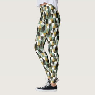 Pastel Colours Modern Geometric Triangles Pattern Leggings