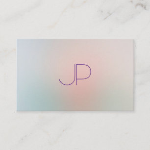 Pastel Colours Modern Monogram Professional Elegan Business Card