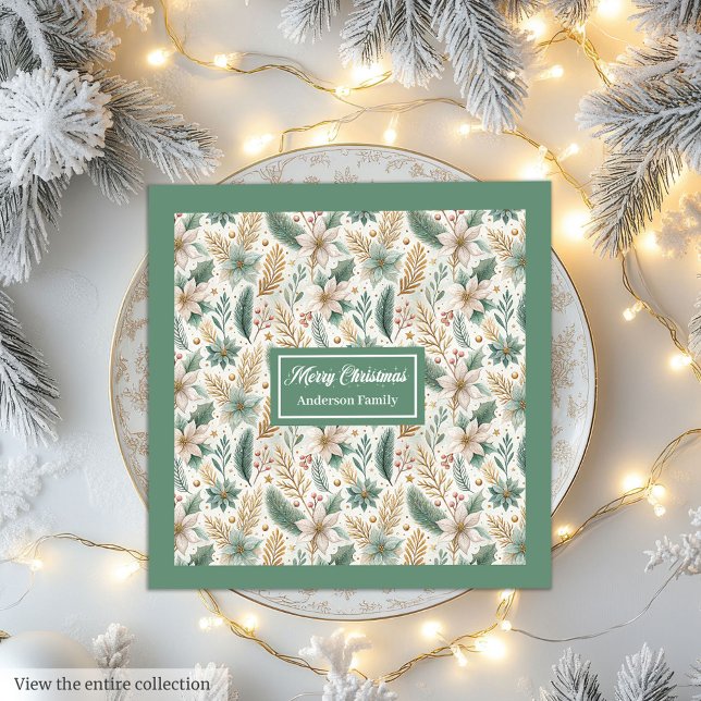 Pastel Colours Napkins Elegant Christmas Floral  (Pastel Colors Napkins Elegant Christmas Floral Accent)