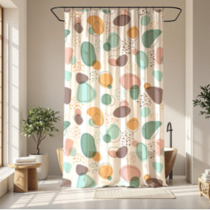 Pastel Colours Organic Shapes Seamless Pattern Shower Curtain