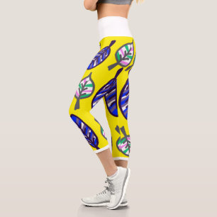 Pastel Colours Pale Turquoise Leaves Leggings