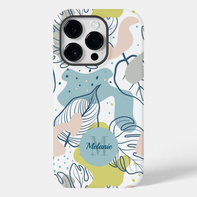 Pastel colours Palm leaves and organic shapes Case-Mate iPhone Case (Back)