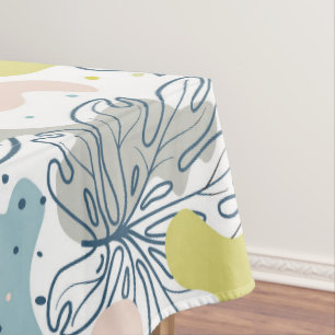 Pastel colours Palm leaves and organic shapes Tablecloth