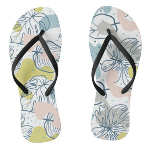 Pastel colours Palm leaves and organic shapes Thongs