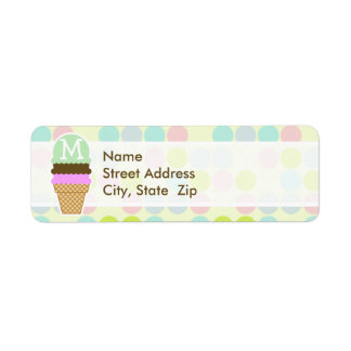 Pastel Colours, Polka Dot; Ice Cream Cone Return Address Label