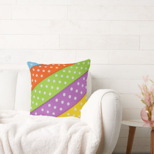 Pastel Colours Polka Dot Ribbon Pattern Cushion