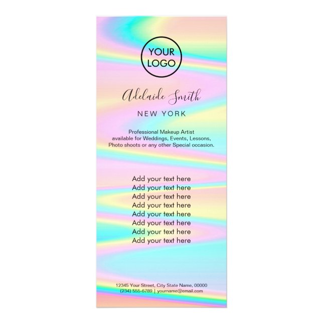 pastel colours price list rack card (Front)