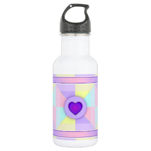 Pastel colours & purple hearts beating 532 ml water bottle