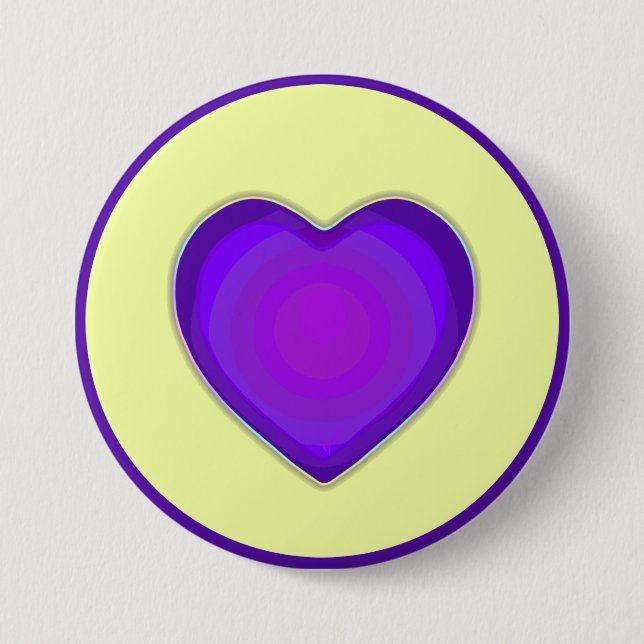 Pastel colours & purple hearts beating 7.5 cm round badge (Front)