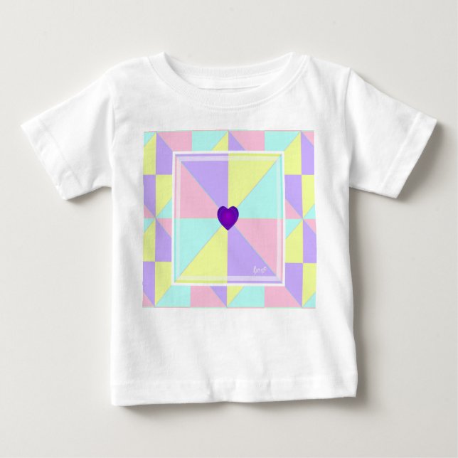 Pastel colours & purple hearts beating baby T-Shirt (Front)