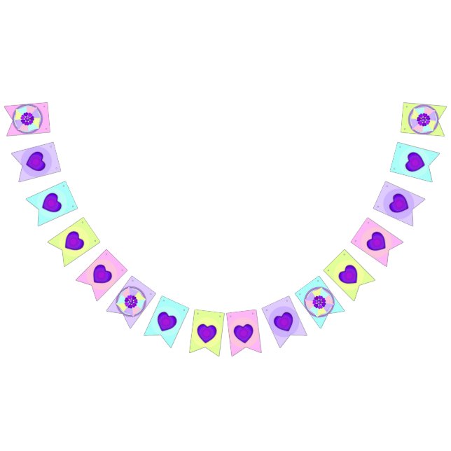 Pastel colours & purple hearts beating bunting  (All)