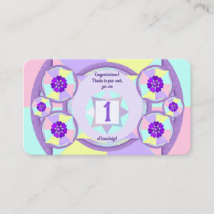 Pastel colours & purple hearts beating business card