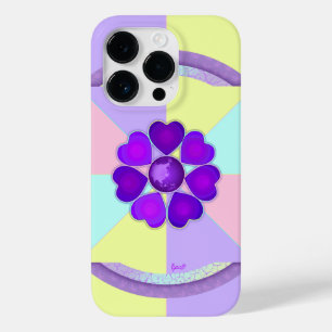 Pastel colours & purple hearts beating Case-Mate iPhone 14 pro case