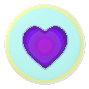 Pastel colours & purple hearts beating ceramic knob
