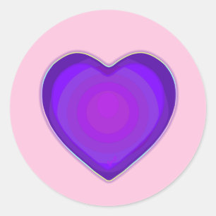 Pastel colours & purple hearts beating classic round sticker