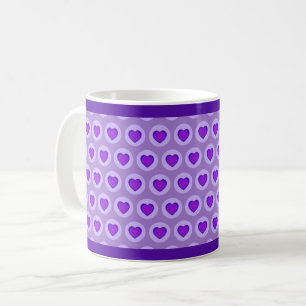 Pastel colours & purple hearts beating coffee mug