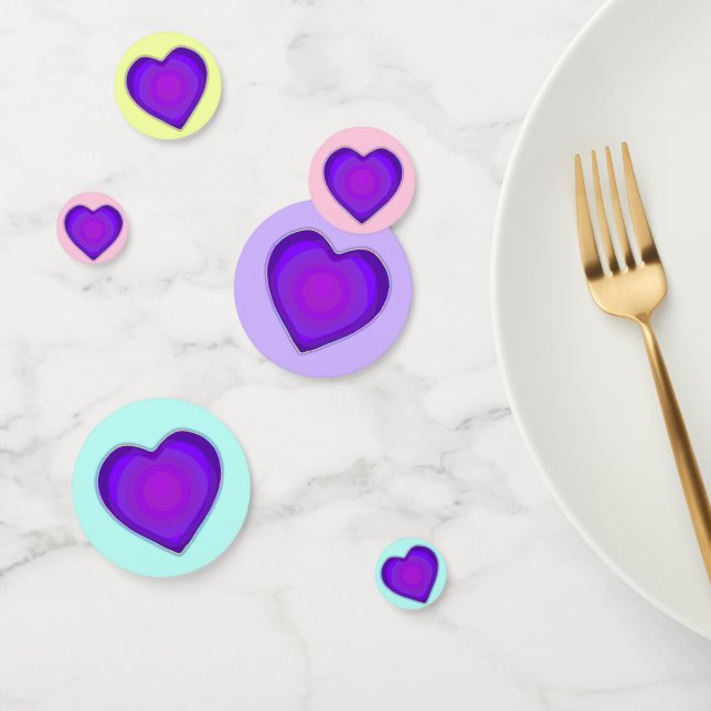 Pastel colours & purple hearts beating confetti (Group)