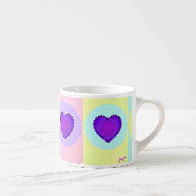 Pastel colours & purple hearts beating espresso cup (Right)
