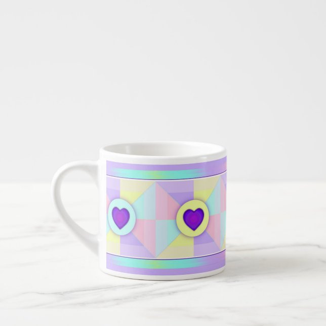 Pastel colours & purple hearts beating espresso cup (Left)