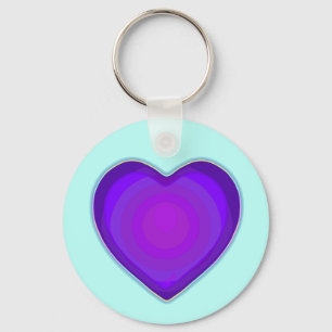 Pastel colours & purple hearts beating key ring