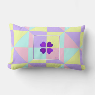 Pastel colours & purple hearts beating lumbar cushion