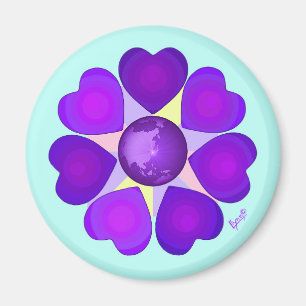 Pastel colours & purple hearts beating magnet