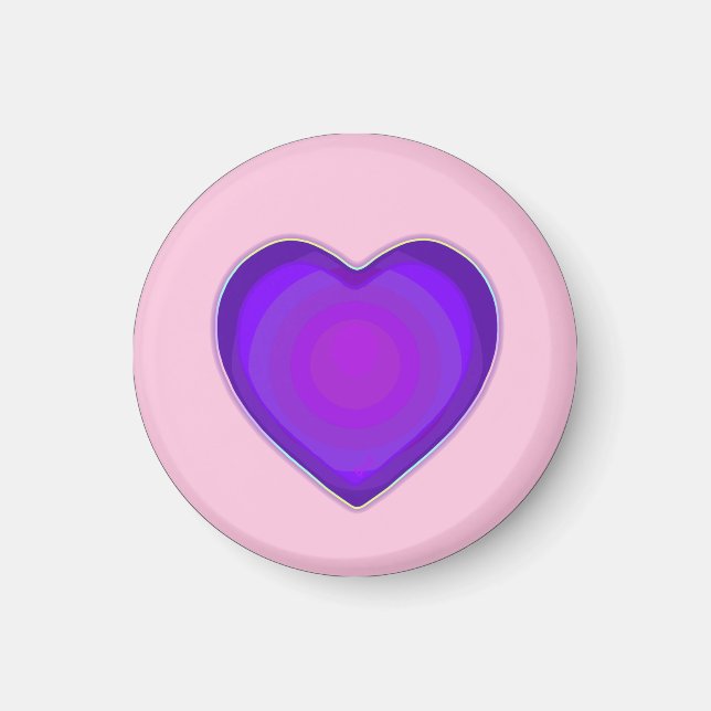 Pastel colours & purple hearts beating magnet (Front)
