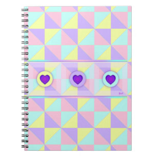 Pastel colours & purple hearts beating notebook