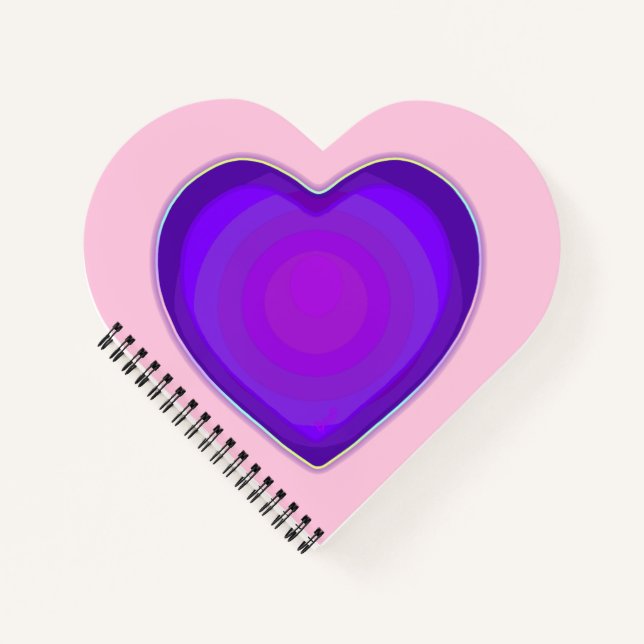 Pastel colours & purple hearts beating notebook (Front)