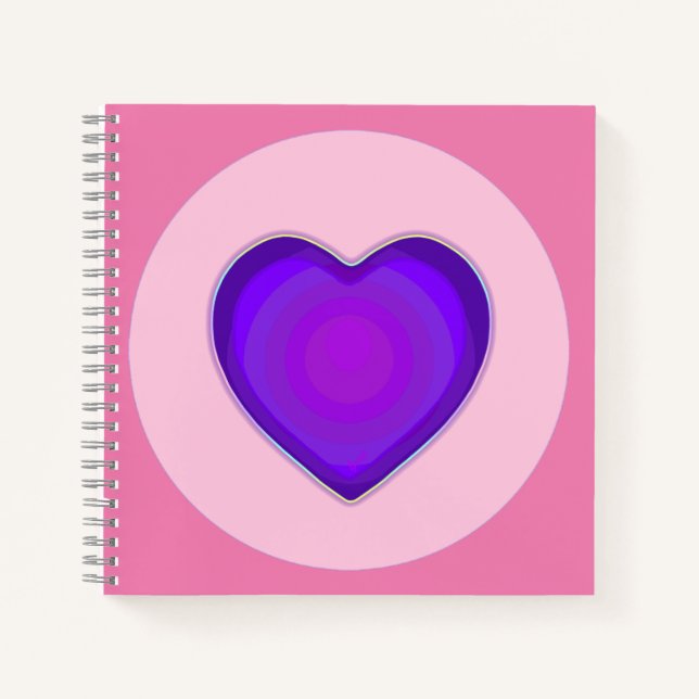 Pastel colours & purple hearts beating notebook (Front)