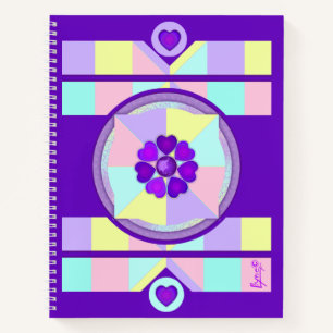 Pastel colours & purple hearts beating notebook