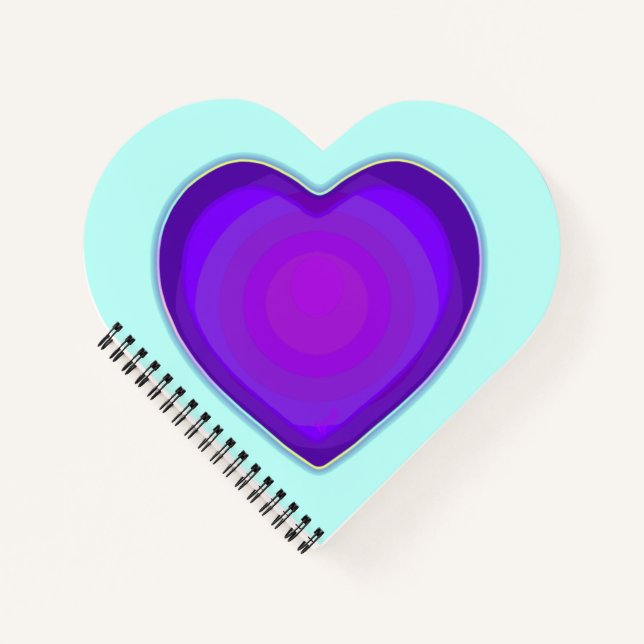Pastel colours & purple hearts beating notebook (Front)