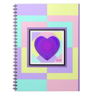 Pastel colours & purple hearts beating notebook