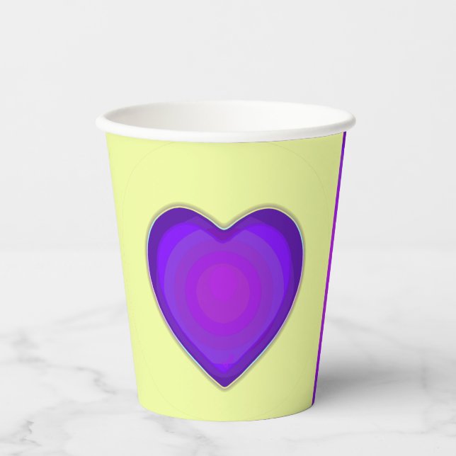 Pastel colours & purple hearts beating paper cups (Front)