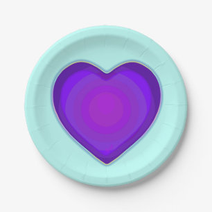 Pastel colours & purple hearts beating paper plate