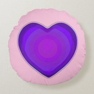 Pastel colours & purple hearts beating round cushion