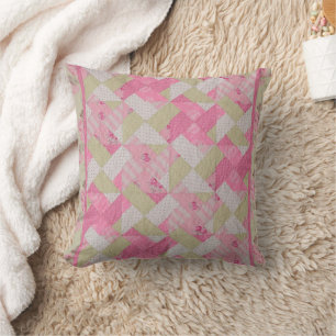 Pastel Colours Quilt Pattern Throw Pillow