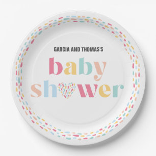 Pastel Colours Rainbow Baby Shower Personalised Paper Plate