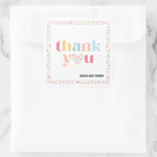 Pastel Colours Rainbow Baby Shower Thank You Favou Square Sticker